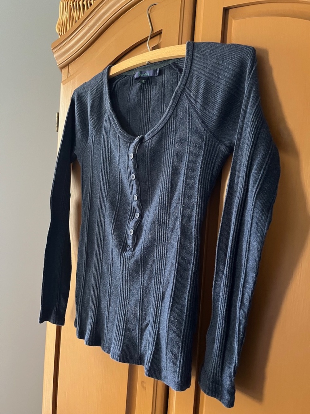 Vintage Boden Henley Rib Knit Top